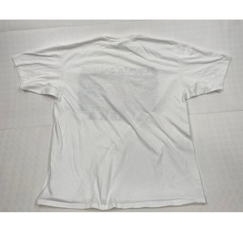 Vintage 80s Jammin' Salmon Alaska Fish T-Shirt Hanes USA Fishing Tee Men's 2XL - Picture 8 of 8